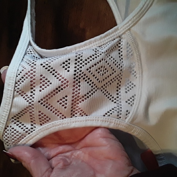 ZYIA Active XL White Padded Sports Bra Comfy Boho Detail Racerback - Picture 8 of 13